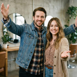 Dos personas socias de Peluquería Unida recibiendo a alguien que acaba de Asociarse