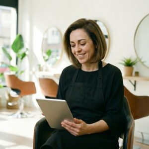 Estilista buscando profesionales para su salón en la Bolsa de Trabajo de Peluquería Unida