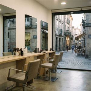 Salón de peluquería vacío al final de la jornada